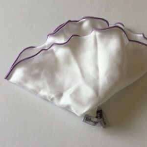 EDWARD ARMAH WHITE SILK POCKET CIRCLE WITH LAVENDER CONTRAST EDGE NWOT